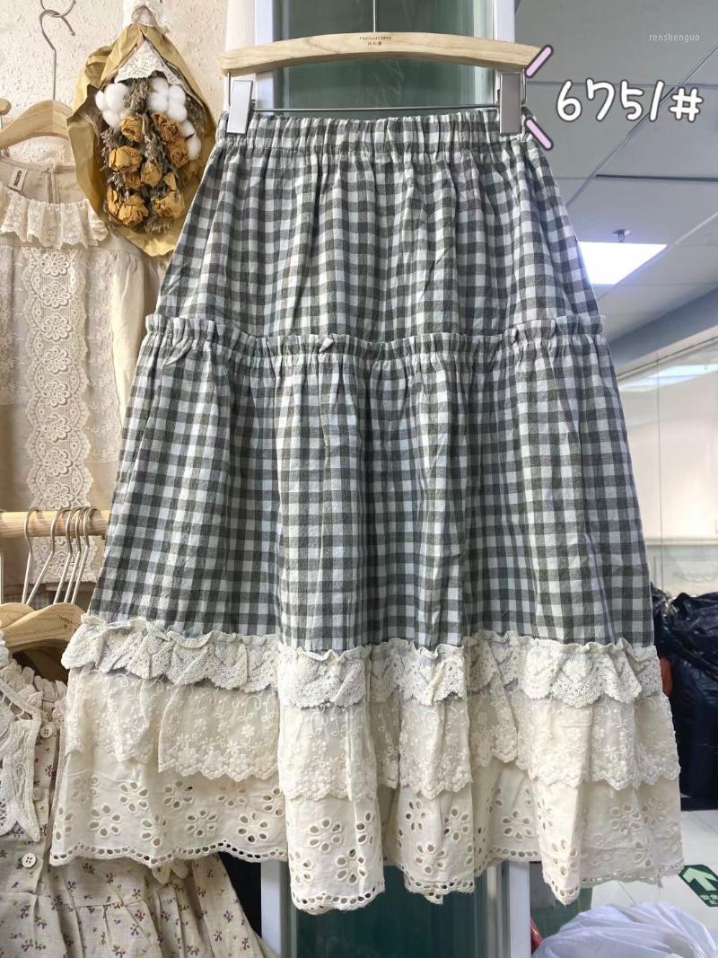 Skirts Mori Style Lace Spliced Cotton Linen Plaid Skirt Women Elastic Waist Casual, Black
Skirts Mori Style Lace Spliced Cotton Linen Plaid Skirt Women Elastic Waist Casual, Black