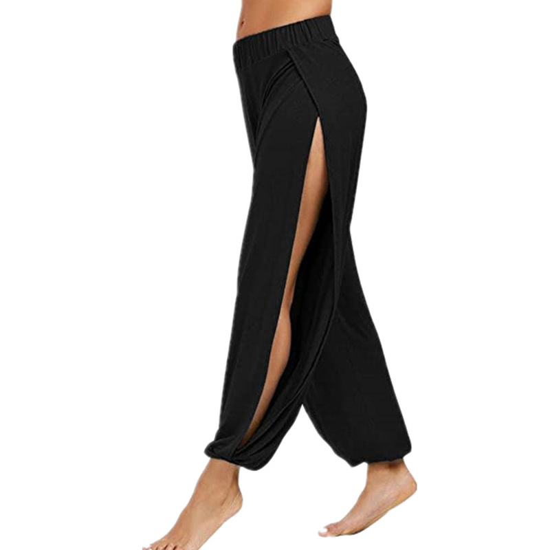 Merry Pretty Summer High Slit Haren Pant Solid Hippie Harem Wide Leg Trousers S-3XL 220325