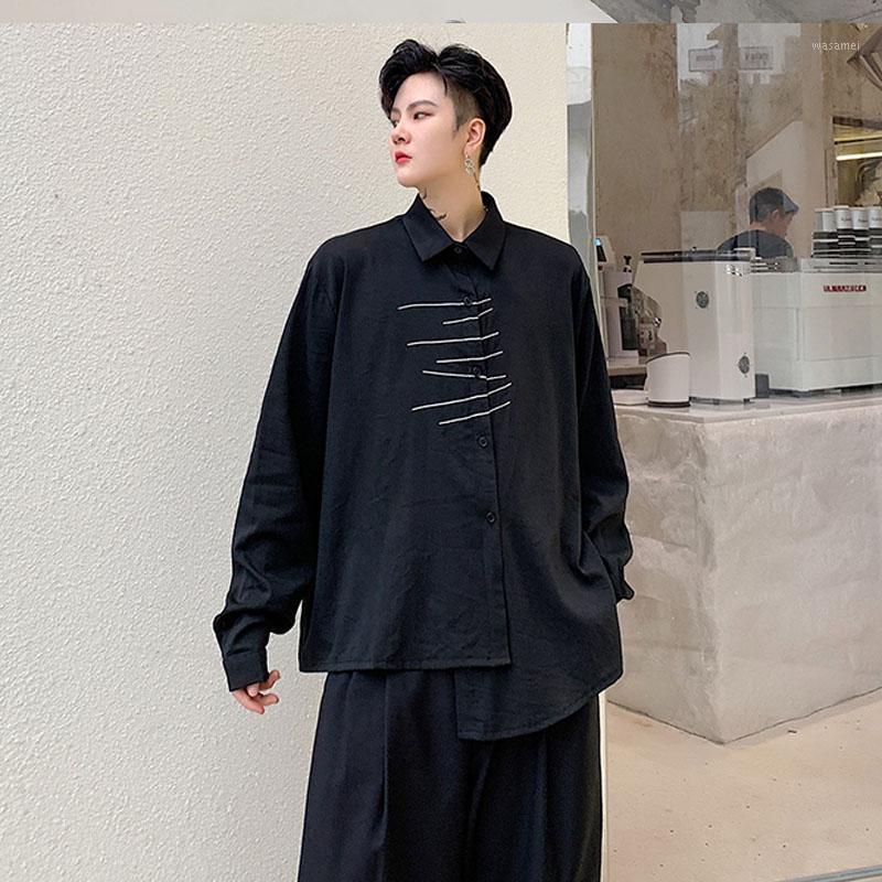 Men Long Sleeve Embroidery Irregular Casual Black White Shirt Male Streetwear Hip Hop Gothic Japan Dress Men' Shirts, C1710
Men Long Sleeve Embroidery Irregular Casual Black White Shirt Male Streetwear Hip Hop Gothic Japan Dress Men' Shirts, C1710