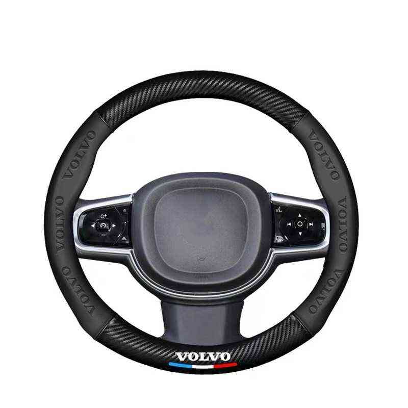Car Carbon Fiber Steering Wheel Cover AntiSlip Suitable For Volvo V40 V60 V70 V80 V90 S40 S60 S80 s90 XC60 XC40 XC90 T4 T5 Awd J220808
