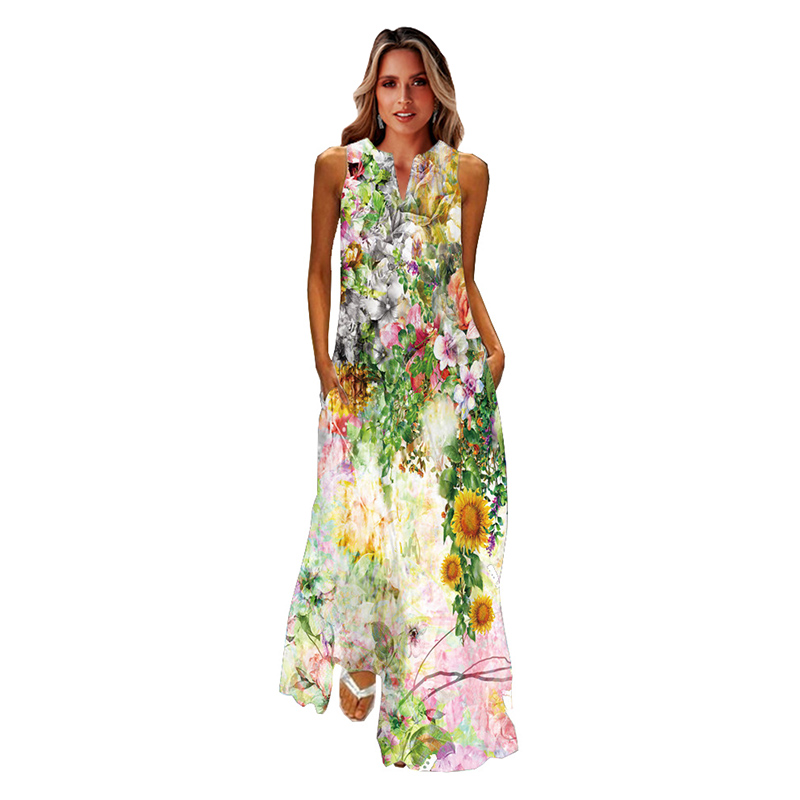 2022 New Summer Print Long Dress Women Beach Holiday Casual Fashion Elegant Dresses Sleeveless V Neck Maxi Dresses Plus Size, Color 9
2022 New Summer Print Long Dress Women Beach Holiday Casual Fashion Elegant Dresses Sleeveless V Neck Maxi Dresses Plus Size, Color 9