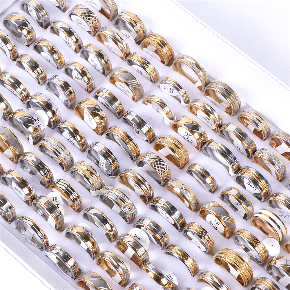 Wholesale 50pcs/lot Fashion High Quality Stripe Stainless Steel Rings Jewelry For Women Men Mix Style Gold Silver Plated Party Gifts
Wholesale 50pcs/lot Fashion High Quality Stripe Stainless Steel Rings Jewelry For Women Men Mix Style Gold Silver Plated Party Gifts