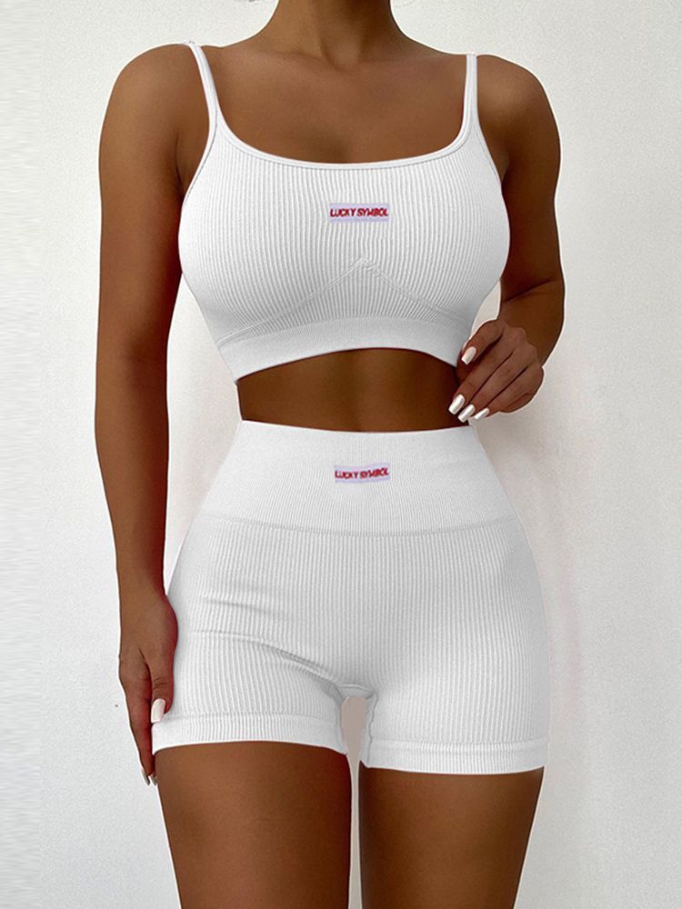Two Piece Sets Women Summer Tank Crop Tops and Biker Shorts Solid Color Sexy Fitness Tracksuits Female Streetwear 220602