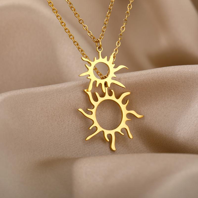 Pendant Necklaces Double Layers Hollow Sun Fire For Women Stainless Steel Flower Charm Choker Necklace Jewelry GiftPendant
Pendant Necklaces Double Layers Hollow Sun Fire For Women Stainless Steel Flower Charm Choker Necklace Jewelry GiftPendant