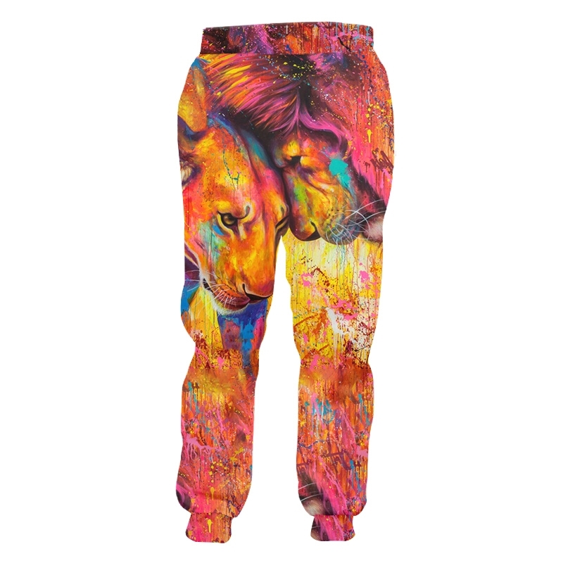Fashion Man Sweatpants 3D Colorful Lion Funny Streetwear Mens Pants Whole body printing Oversized Trousers 220623