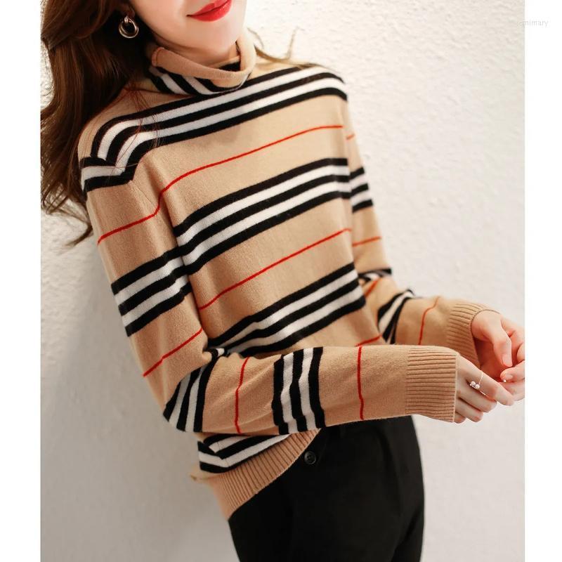 Women's Sweaters British Stripe Knit Loose And Comfortable Turtleneck 2022 Autumn/winter Trend Long-sleeve SweaterWomen's Jemi22, Gray 
Women's Sweaters British Stripe Knit Loose And Comfortable Turtleneck 2022 Autumn/winter Trend Long-sleeve SweaterWomen's Jemi22, Gray
