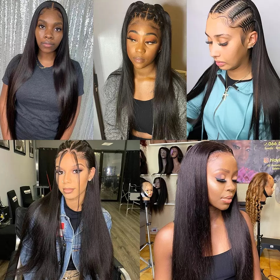 360 Lace Front Brazlian Human Hair Wigs For Women 30 Inch Long 13x4 Straight Lace Closure Synthetic Wig 180%
