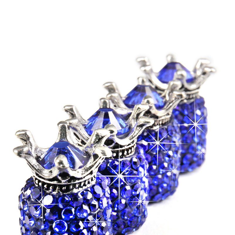 Car Wheel crown Valves Stems Caps Nut Car Tire Creative diamond inlaid valve Cover modified Set