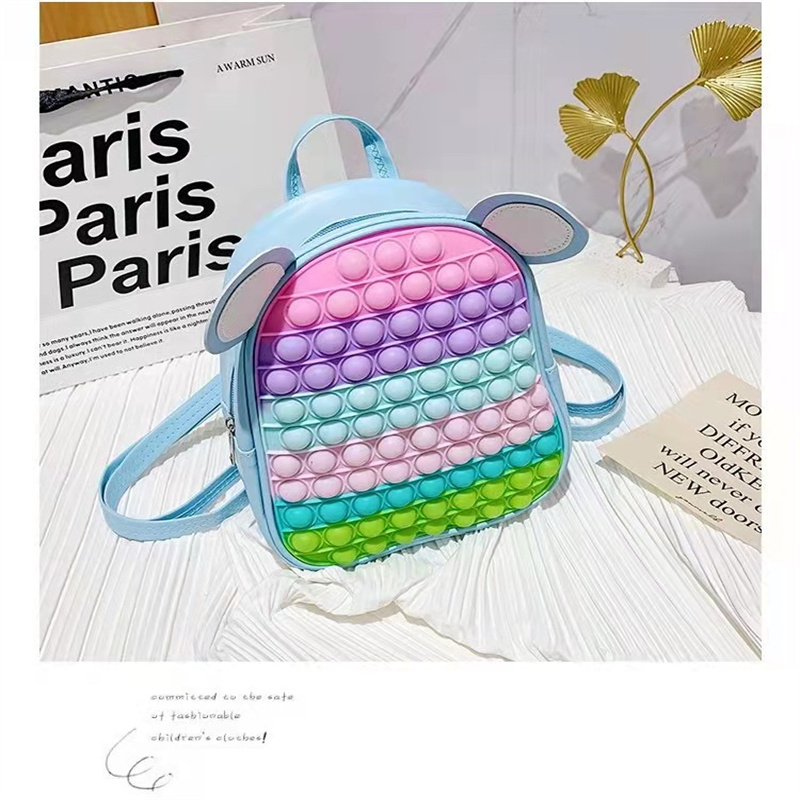 Rainbow Backpacks Adjustable Shoulder School Back Pack Bag Girls Boys Poppings Toys Fidget Its School Backpack Bags