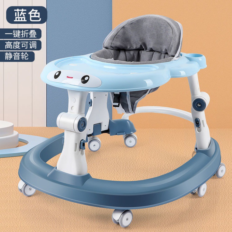 Baby Walker with 6 Mute Rotating Wheels Anti Rollover Multifunctional Child Walker Seat Walking Aid Assistant Toy 976 D3