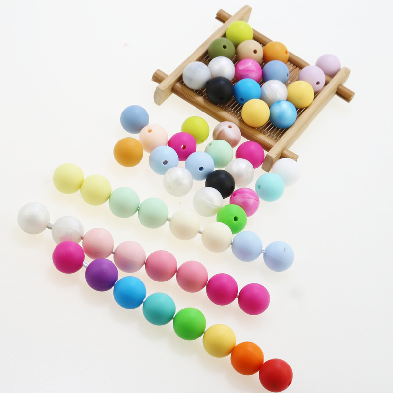 100pc 15mm Loose Silicone Beads for Teething Necklace baby Beads For chew Teether BPA free Loose Beads teether 220507