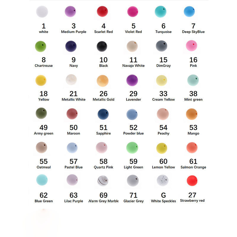 Fkisbox 100pc 15mm Round Silicone Teether Bead Bpa Free Baby Teething Necklace Accessories Baby Pacifier Chain Silicone Beads 220507