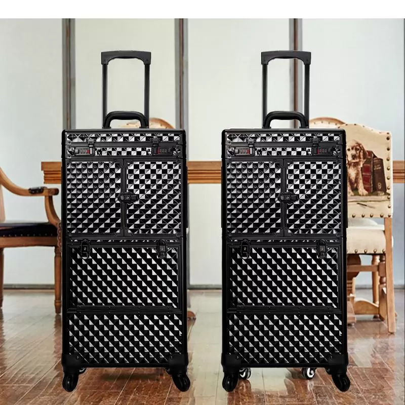 Suitcases Women Large Capacity Trolley Cosmetic Case Rolling Luggage Bag,Nails Make Up Toolbox,Multi-layer Beauty Tattoo Suitcase