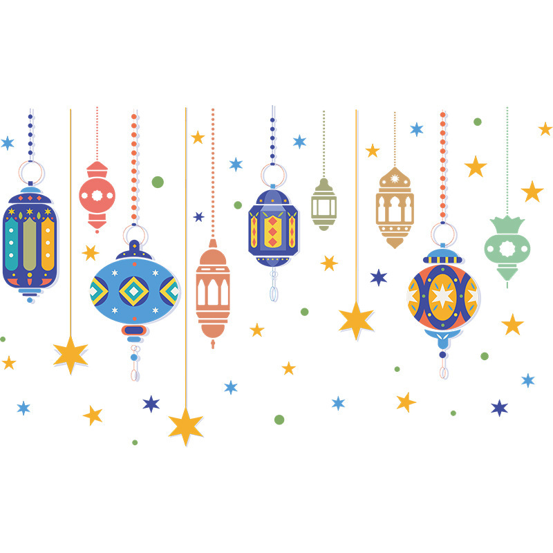 2pcs Ramadan Wall Stickers Eid Mubarak Decor Ramadan Kareem Islamic Muslim Festive Party Decor Stickers Ramadan Decoration 2022