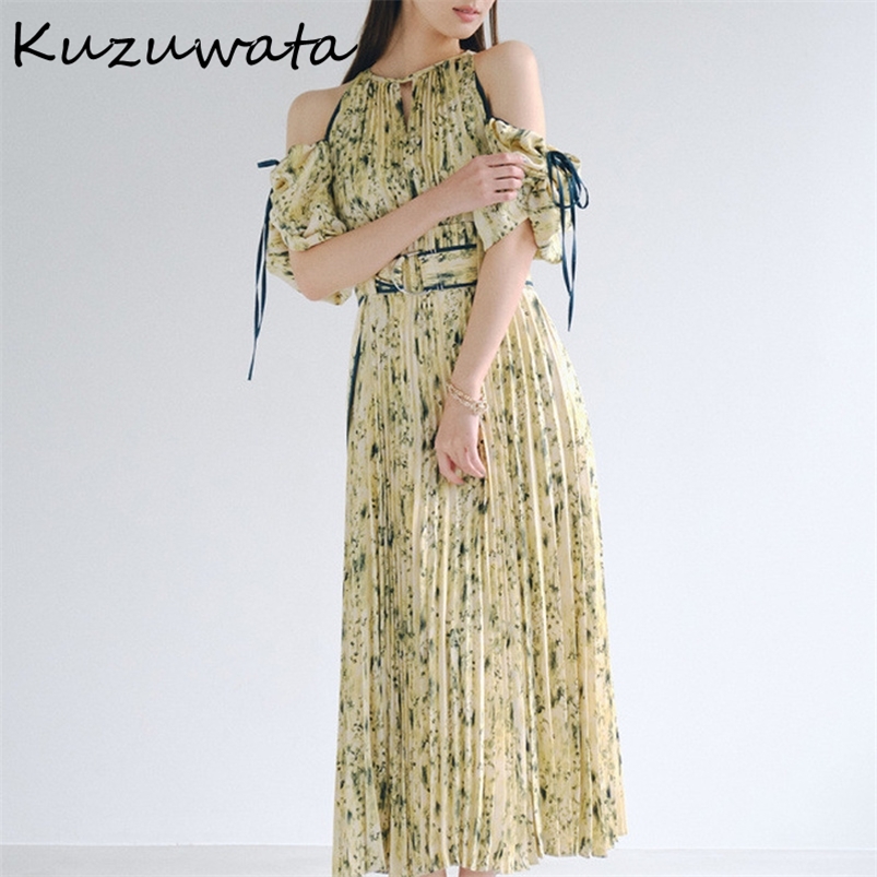 Kuzuwata Japanese Style Two Wear Women Vestidos Spring Robes Off Shoulder Drawstring Slim Waist Print Pleated Dress 226014, Yellow print
Kuzuwata Japanese Style Two Wear Women Vestidos Spring Robes Off Shoulder Drawstring Slim Waist Print Pleated Dress 226014, Yellow print