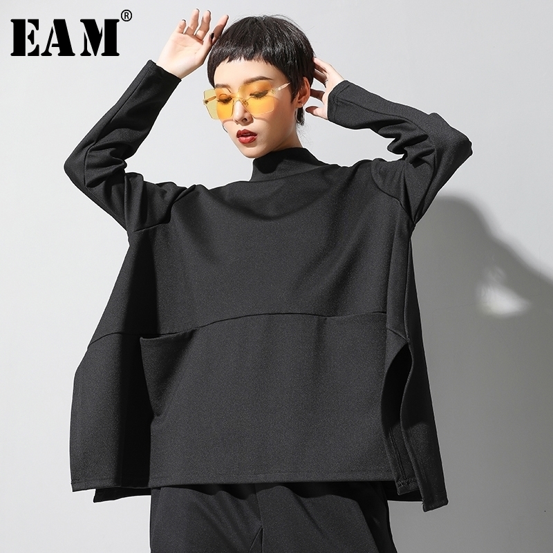 EAM Loose Fit Oversized Black Sweatshirt High Collar Long Sleeve Women Big Size Fashion Spring Autumn 19Aa123 201202
EAM Loose Fit Oversized Black Sweatshirt High Collar Long Sleeve Women Big Size Fashion Spring Autumn 19Aa123 201202