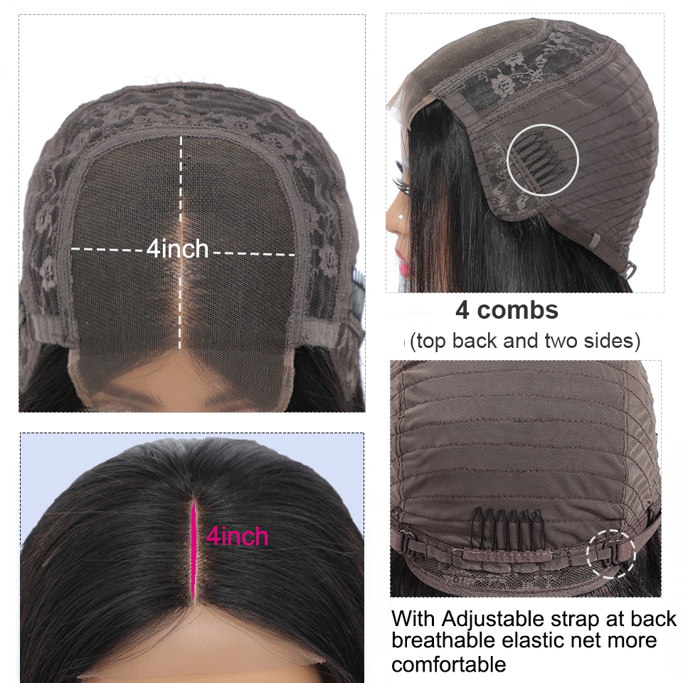30inch Brazilian Water Wave Lace Frontal Wigs 250 Density 4X4 Lace closure Human Hair Wig Natural Color