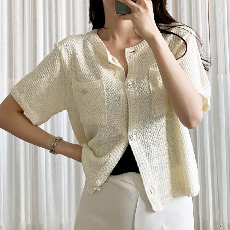 Women's Knits & Tees Summer Elegant Fasghion Women Knitted Short Sleeve Cardigan 2022 Korean Design O-Neck Single Breasted Office Lady Casua, Photo color
Women's Knits & Tees Summer Elegant Fasghion Women Knitted Short Sleeve Cardigan 2022 Korean Design O-Neck Single Breasted Office Lady Casua, Photo color
