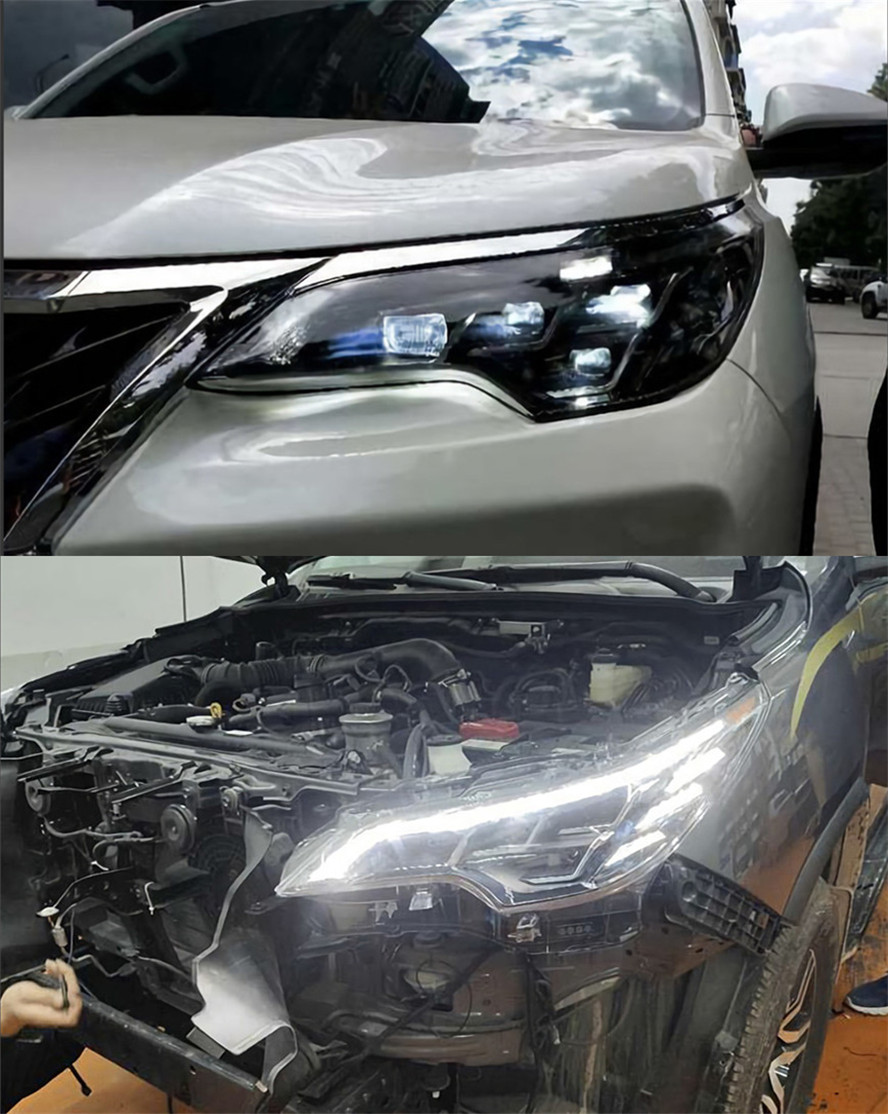 Car Head Lights Parts For Toyota Fortuner 20 16-20 20 LED Front Matrix Headlight Replacement DRL Daytime Light Projector Facelift