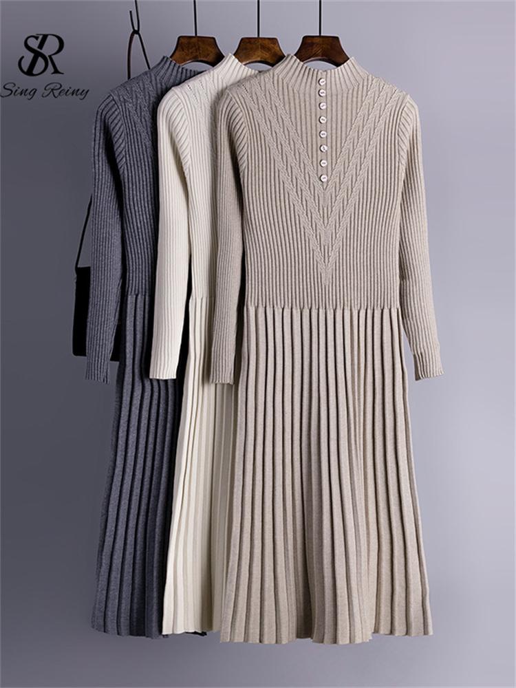 Casual Dresses Pleated Fashion Warm Sweater Dress Long Sleeve Button Winter Loose Female Solid Knitted Midi DressCasual, Khaki
Casual Dresses Pleated Fashion Warm Sweater Dress Long Sleeve Button Winter Loose Female Solid Knitted Midi DressCasual, Khaki