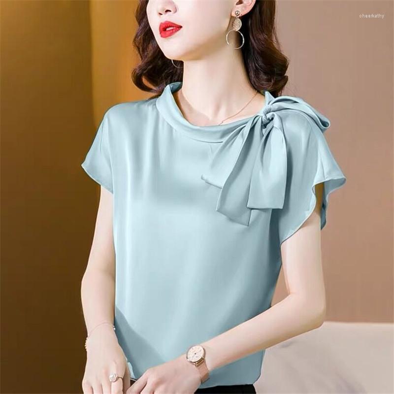 Women's Blouses & Shirts Summer Acetate Satin Shirt Women Vintage Chiffon Blouse Elegant Artificial Silk Bow Tops Office Lady Wild Chee22, Black
Women's Blouses & Shirts Summer Acetate Satin Shirt Women Vintage Chiffon Blouse Elegant Artificial Silk Bow Tops Office Lady Wild Chee22, Black