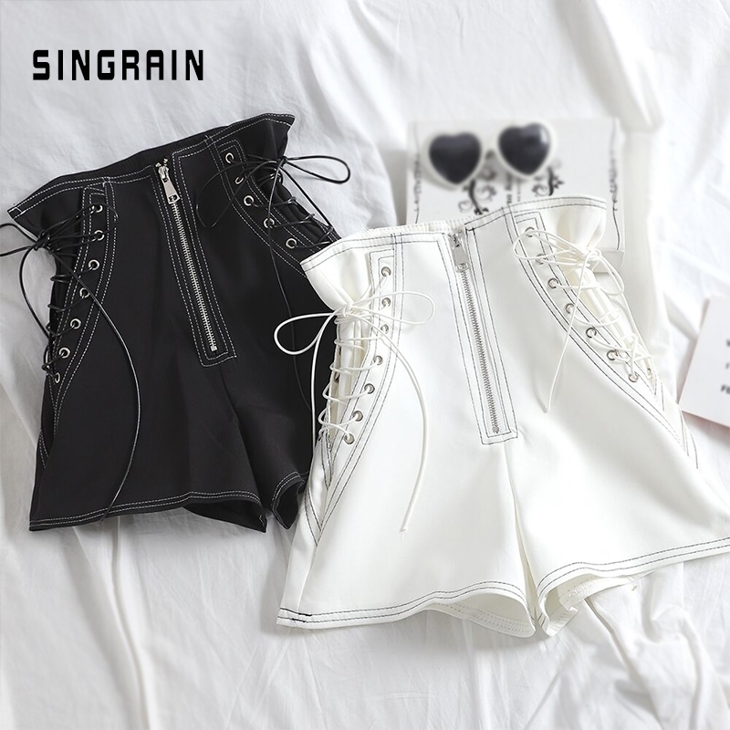 SINGRAIN Fashion Women Shorts loose lace up cool ladie Women Solid High Waist wide leg Shorts Trousers zipper casual Shorts Y200512, Black
SINGRAIN Fashion Women Shorts loose lace up cool ladie Women Solid High Waist wide leg Shorts Trousers zipper casual Shorts Y200512, Black