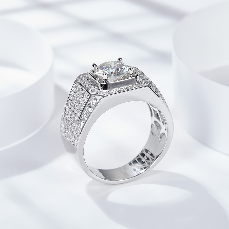 Moissanite Men Ring Eent Round Cut Big 3carats and 5carats for Wedding Rings