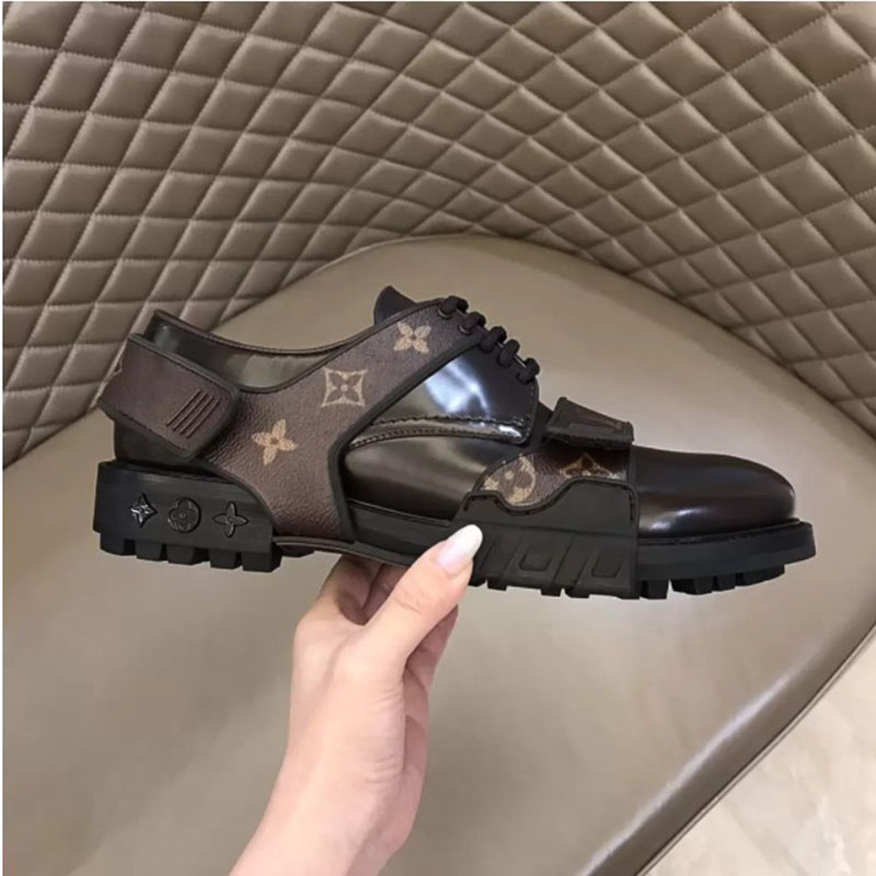 High quality Spring/autumm men's Shoes luxury designer sneaker Men top - end lace-up leather shoe with removable decorative straps size38-45 mkjik000002