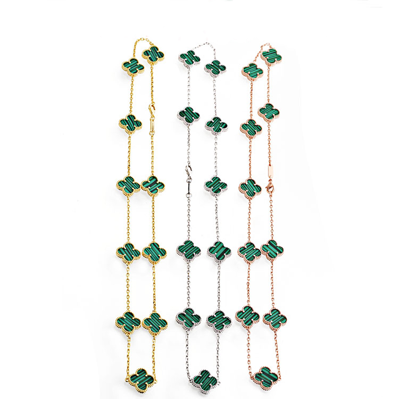 Fashion Choker luxury 10 flowers four-leaf clover Necklace Natural red white black emerald pendant Necklace for women High quality stainless steel 18K gold jewelry
Fashion Choker luxury 10 flowers four-leaf clover Necklace Natural red white black emerald pendant Necklace for women High quality stainless steel 18K gold jewelry