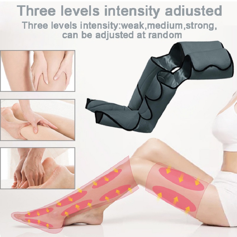Electric Air Compression Leg Massager Pneumatic Foot and Calf Heated Air Wraps Handheld Controller Muscle Relax Pain Relief