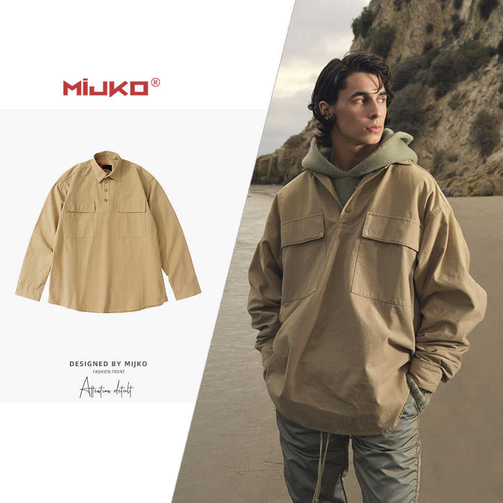 Men' Casual Shirts Mijko men' autumn and winter new high street canvas tooling shirt men' and women' same arc hem long sleeve trendy shirt, Khaki
Men' Casual Shirts Mijko men' autumn and winter new high street canvas tooling shirt men' and women' same arc hem long sleeve trendy shirt, Khaki