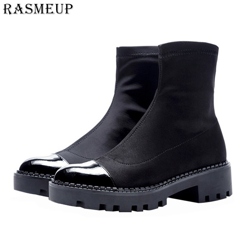 RASMEUP Stretch Womens Sock Sneakers Fashion Women Platform Ankle Socks Sneakers Casual Woman Short Boots Ladies Shoes 201105