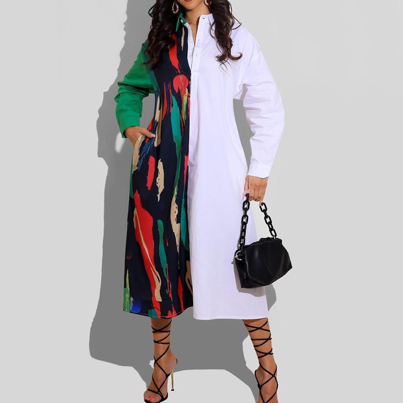 Casual Dresses Shirt Dress Women Autumn Long Sleeves Button Down Chic Color Block Ladies Office Work Wear A Line White, Black;gray
Casual Dresses Shirt Dress Women Autumn Long Sleeves Button Down Chic Color Block Ladies Office Work Wear A Line White, Black;gray