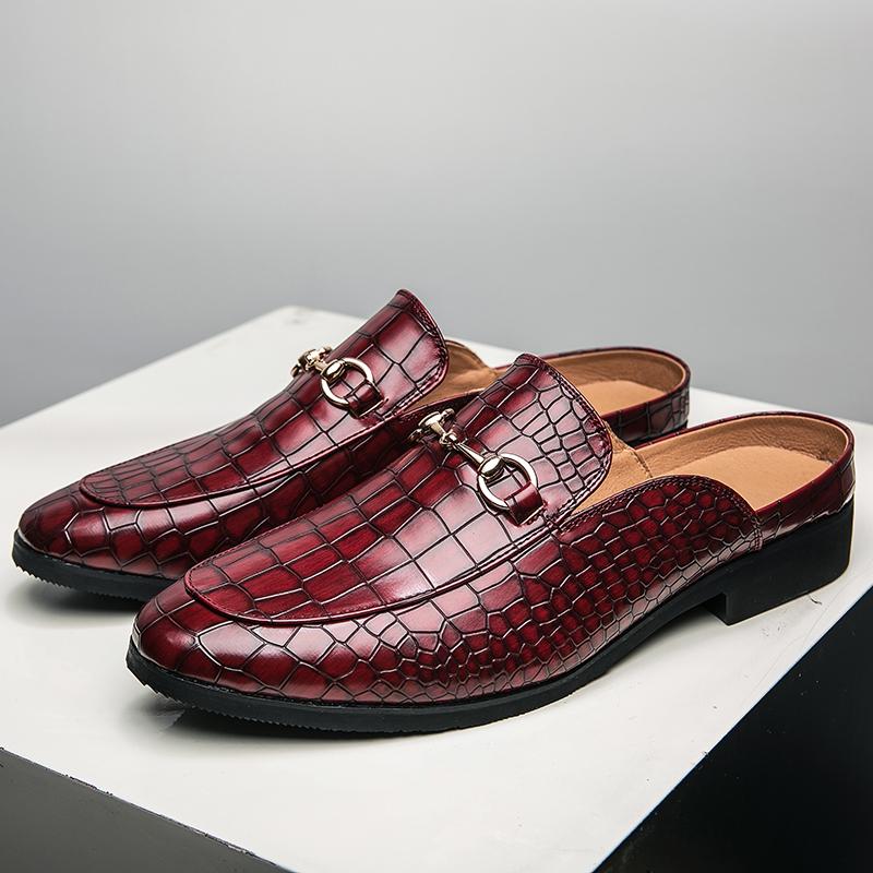 Sandals Men Shoes PU Solid Color Fashion Casual Street Summer Daily Crocodile Pattern Metal Buckle Slip-on Half Slippers CP104Sandals, Black
Sandals Men Shoes PU Solid Color Fashion Casual Street Summer Daily Crocodile Pattern Metal Buckle Slip-on Half Slippers CP104Sandals, Black