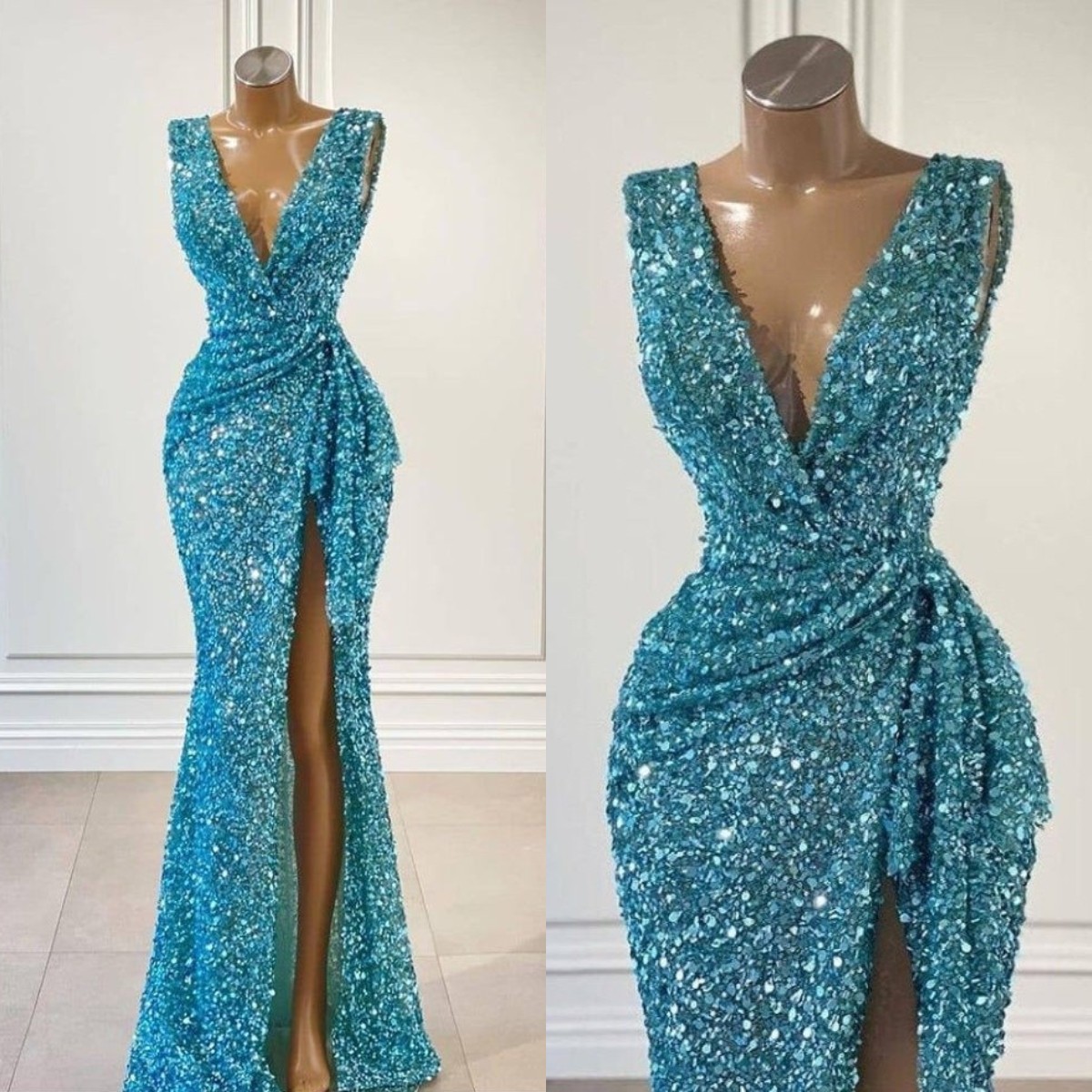 V Neck Evening Dresses for Women Elegant Party Gowns Sleeveless Sequin Side Split Long Cocktail Dress, Silver
V Neck Evening Dresses for Women Elegant Party Gowns Sleeveless Sequin Side Split Long Cocktail Dress, Silver