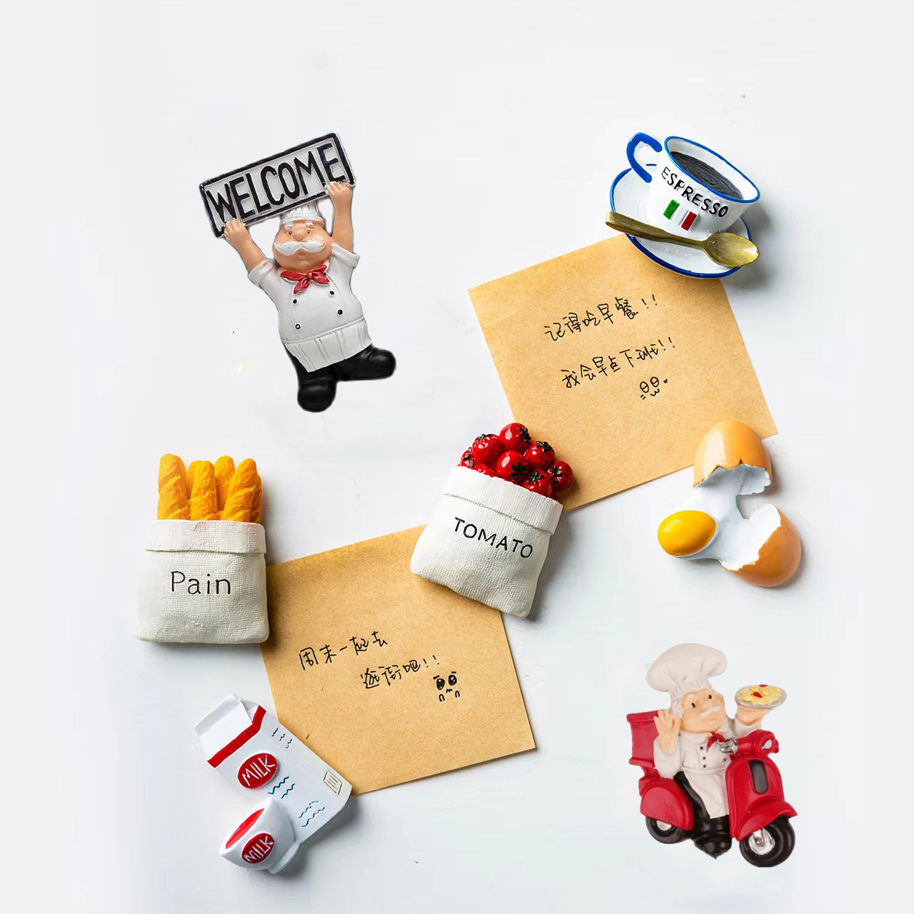 4/5Pcs 3D Fridge Magnets for Kids Children Home Kitchen Decor Resin Funny Chef Food Magnets for the Refrigerator Stickers