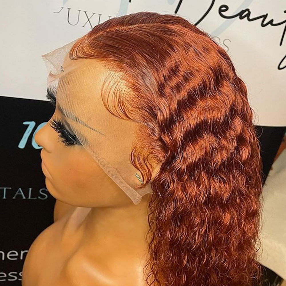 Ginger Orange Brazilian Lace Front Wigs Pre Plucked Deep Curly Wig 13x4 Synthetic Wig For Black/White Women