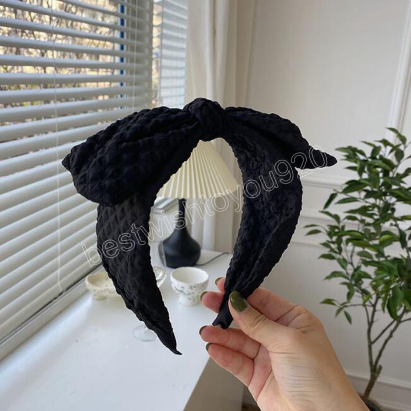 ashion Women's Hair Accessories Wide Side Headwear Big Bow Knot Hairband Adult Spring Turban Headband
