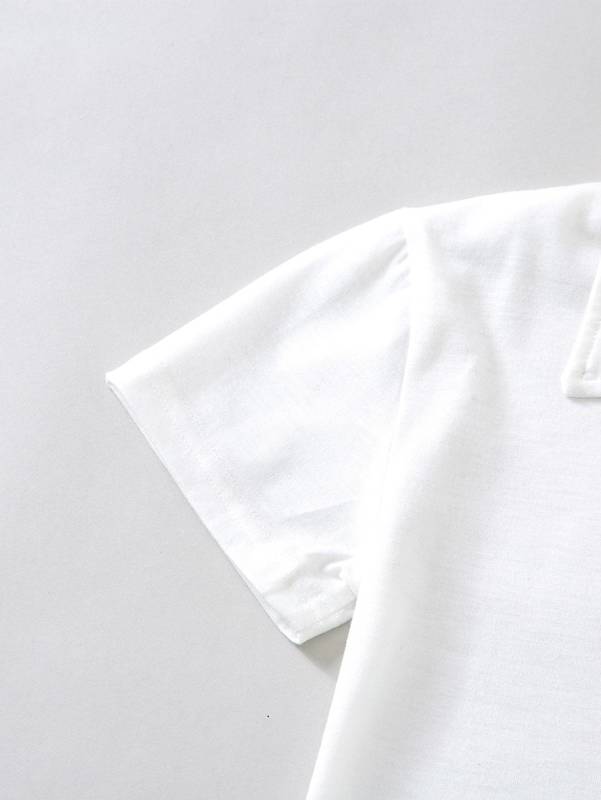 Toddler Girls Tennis Racket And Letter Graphic Polo Neck Tee & Pleated Skirt SHE