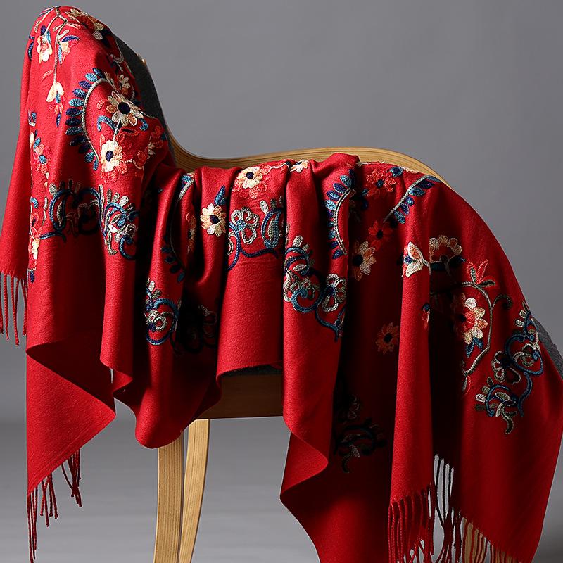 Scarves Warm Pashmina Christmas Gifts For Women Floral Embroidery Faux Cashmere Shawl Winter Pink Scarf Cape Tassels
Scarves Warm Pashmina Christmas Gifts For Women Floral Embroidery Faux Cashmere Shawl Winter Pink Scarf Cape Tassels