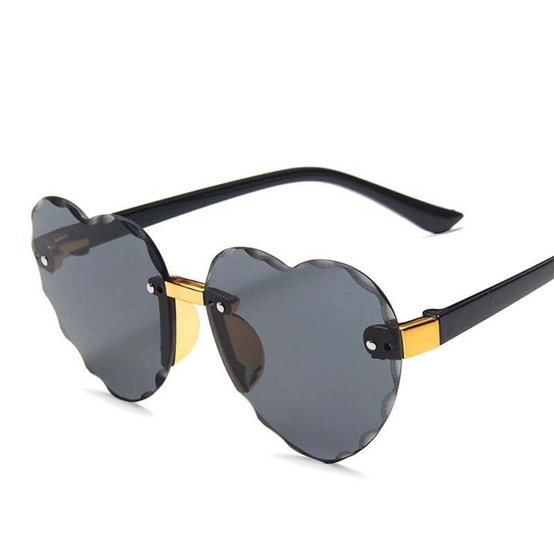 XaYbZc Child Cute Heart Rimless Frame Sunglasses Children Kids Gray Pink Red Lens Fashion Boys Girls UV400 Protection Eyewear 220620