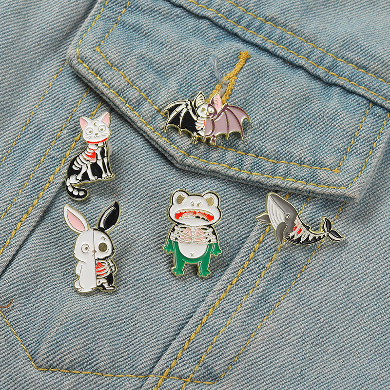 Half Skeleton Animal Enamel Pins Custom Cat Frog Bat Rabbit Whale Brooch Lapel Badge Punk Cartoon Jewelry Gift for Friend, Mixed colors
Half Skeleton Animal Enamel Pins Custom Cat Frog Bat Rabbit Whale Brooch Lapel Badge Punk Cartoon Jewelry Gift for Friend, Mixed colors