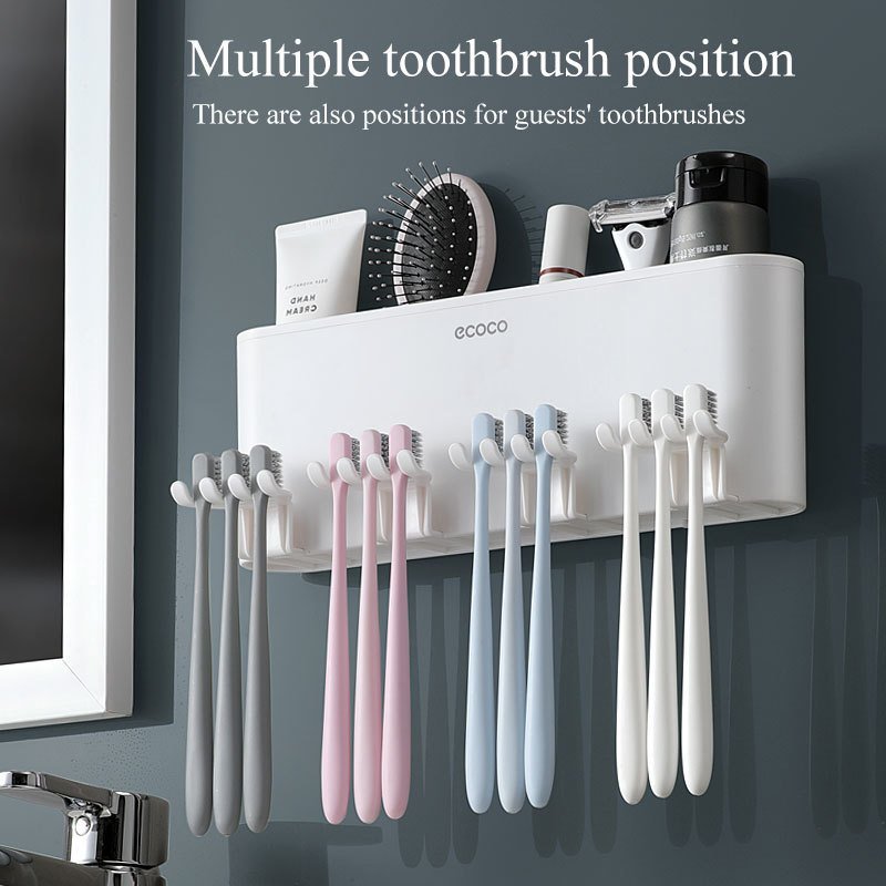 Wall-Mounted Toothbrush Storage Holder Automatic Toothpaste Squeezer Dispenser Multi-Function Bathroom Accessories Organizer Set 220401