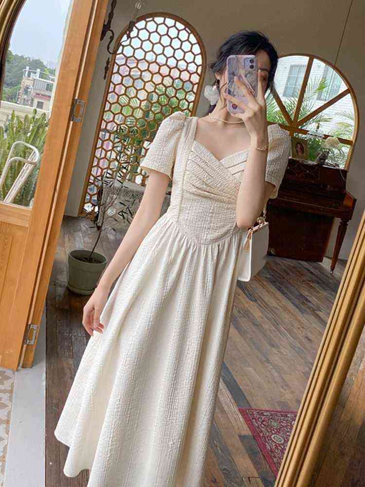Summer French Vintage Women Elegent Party Midi Dress Female Casual Fashion Slim Clothes Vestidos Y220401, Apricot
Summer French Vintage Women Elegent Party Midi Dress Female Casual Fashion Slim Clothes Vestidos Y220401, Apricot