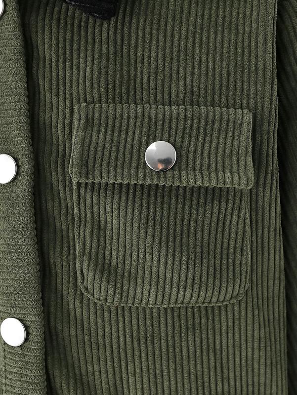 Toddler Boys Borg Collar Flap Pocket Corduroy Coat SHE