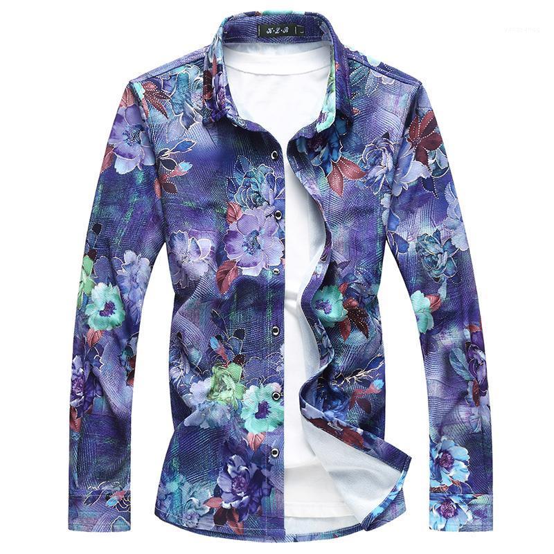 Blue Flower Shirt Men Long Sleeve Slim Design Mens Shirts Plus Size -7XL Male Top Camisa Men' Casual 
Blue Flower Shirt Men Long Sleeve Slim Design Mens Shirts Plus Size -7XL Male Top Camisa Men' Casual