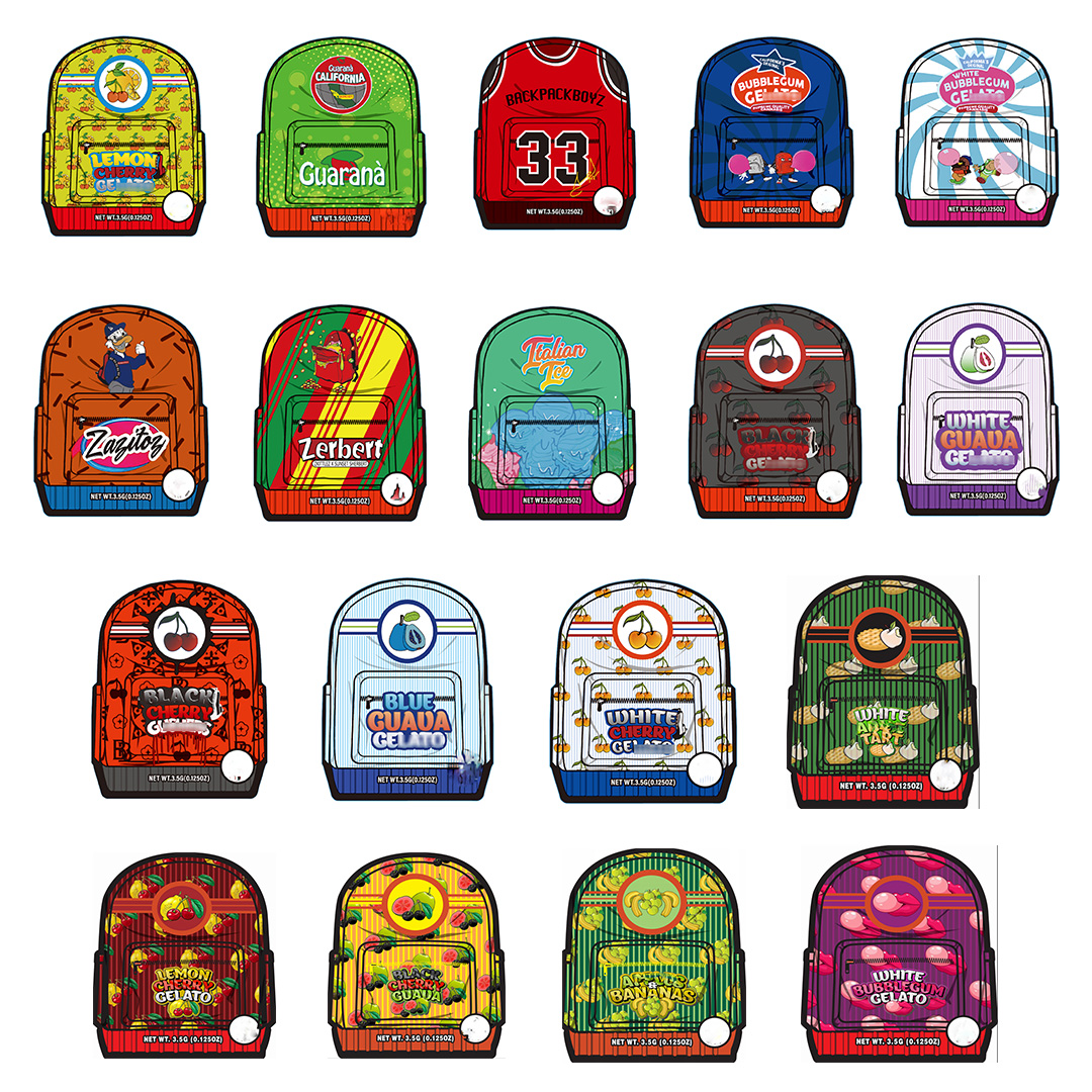 Irregular unique shape bag 3.5g backpack boyz die cut stand pouch mylar bags Special shaped sitalian cherry gelato zerbert gas house gorilla white runty sushi package
Irregular unique shape bag 3.5g backpack boyz die cut stand pouch mylar bags Special shaped sitalian cherry gelato zerbert gas house gorilla white runty sushi package