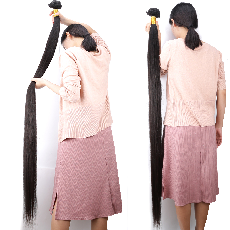 Long Length hair32 34 36 38 40 Inch Wholesale Soft Brazilian Hair Weaves Human Hairs Extension 1B Natural Black Color 100g/Bundle