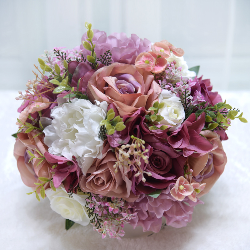 Natural Bouquet ramos de novia Wedding Flowers peony silk Eco Flowers Bridesmaid Bouquets Ivory Wedding Bouquet