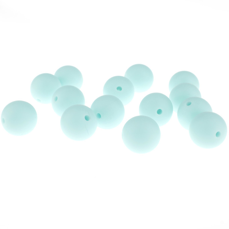Fkisbox 100pc 15mm Round Silicone Teether Bead Bpa Free Baby Teething Necklace Accessories Baby Pacifier Chain Silicone Beads 220507